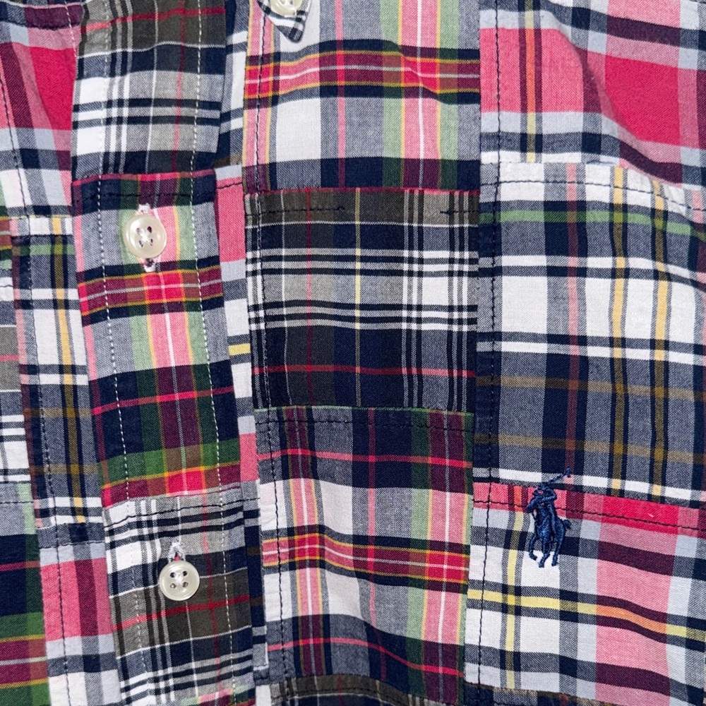 Polo Men's patchwork Plaid Button-Down Shirt - Picture 5 of 5